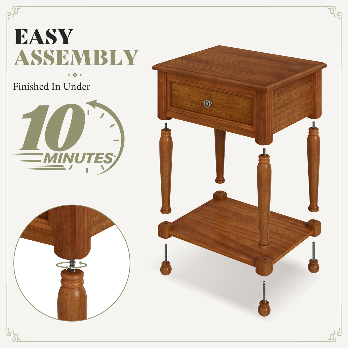 Ember Vintage Walnut Nightstand Set-Brown