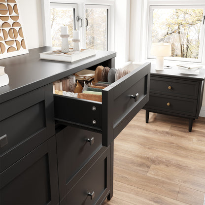 Faux 41" Dresser with Built-in Mini Fridge -Black
