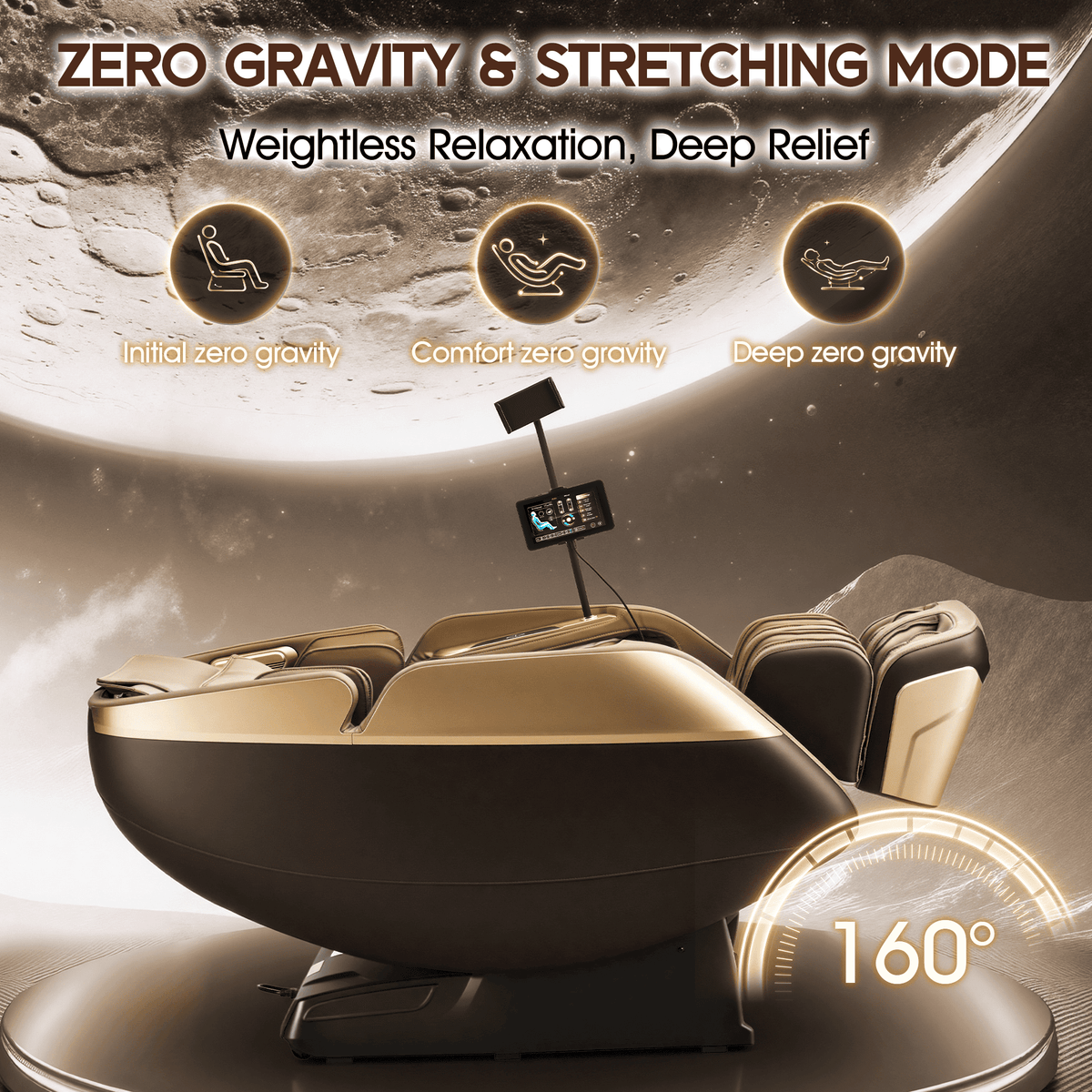 Smart 3D Zero Gravity Massage Chair-4D Massage Roller-Brown