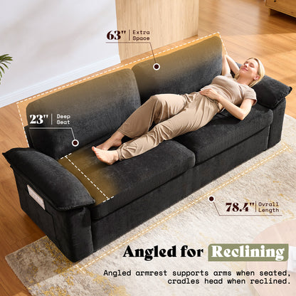 AMERLIFE 78in Loveseat Sofa, Cloud Couch for Living Room, Black