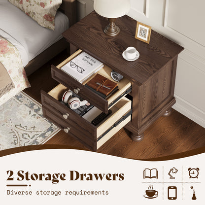 Bobbin Dark Solid Wood Nightstands-Dark Walnut-1 Piece