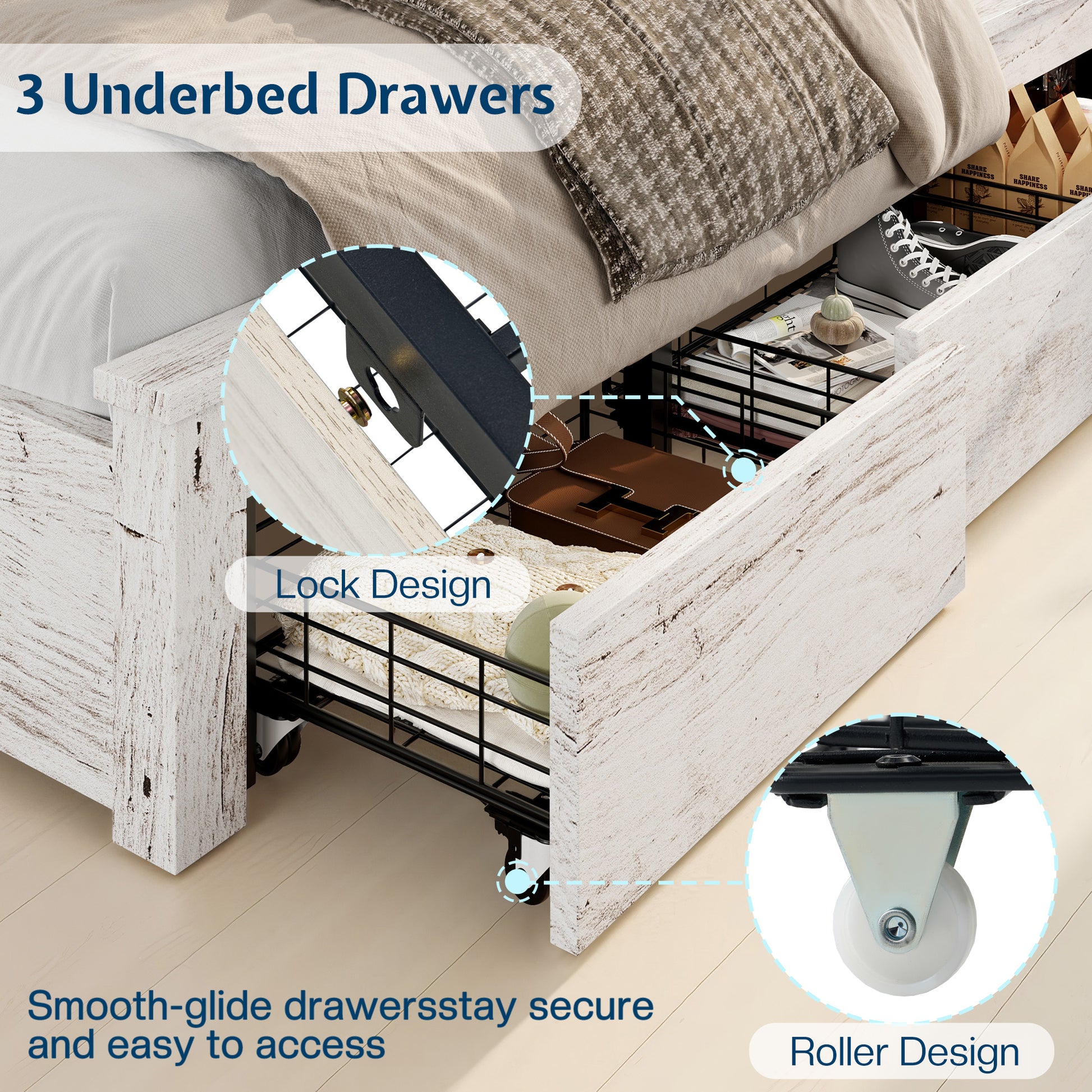 Beam Bed Frame Amerlife Twin / White