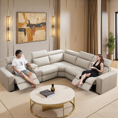 Velouria Electric Reclining Sofa Beige