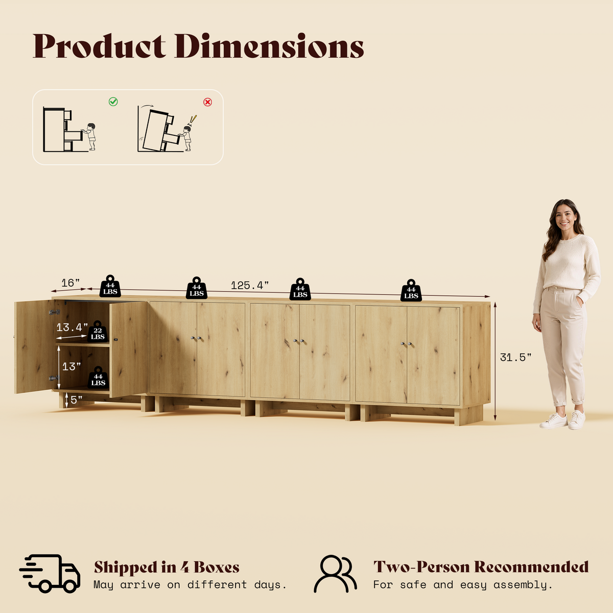 MKG002 Modular Storage Cabinet-4pc-F-oak