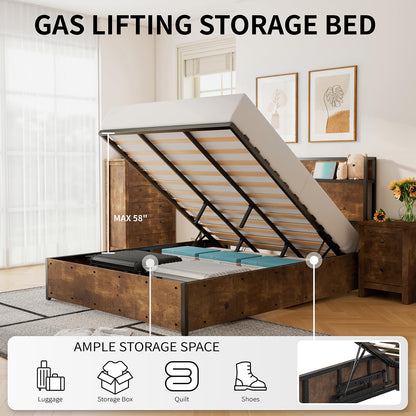 Scribe Storage Bed & 2 Nightstands 3-Piece Set King Rustic Brown