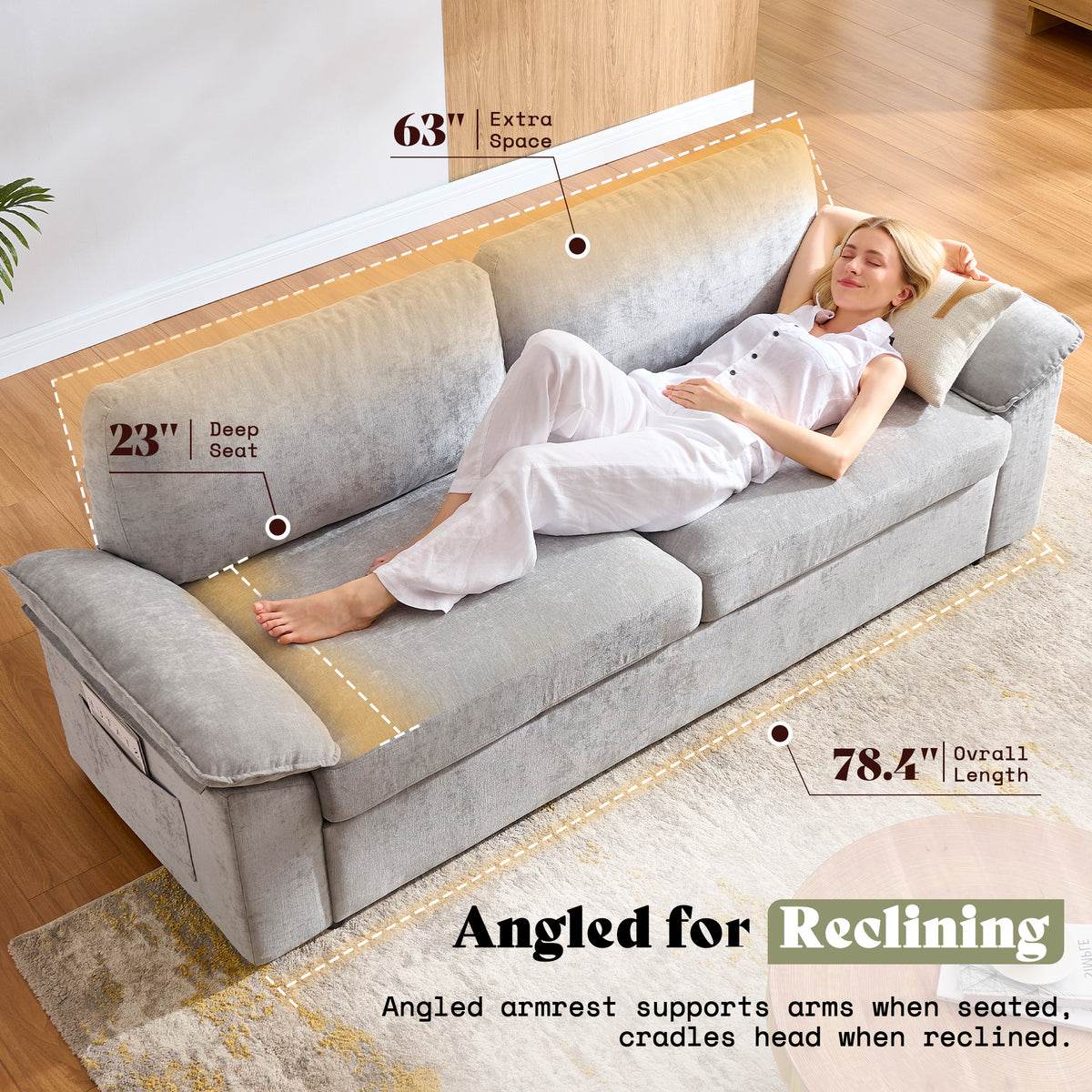 AMERLIFE 78in Loveseat Sofa, Cloud Couch for Living Room, Light Grey