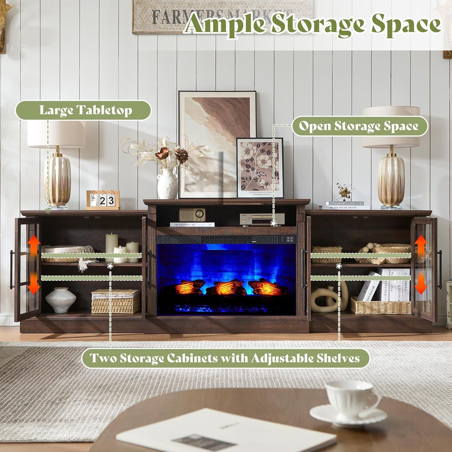 Everwood 97" Fireplace TV Stand