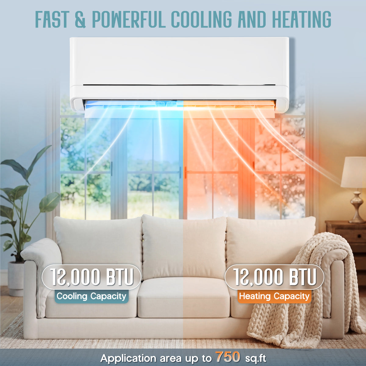 Whisper Ductless Mini Split AC and Heating System-12000BTU-115V