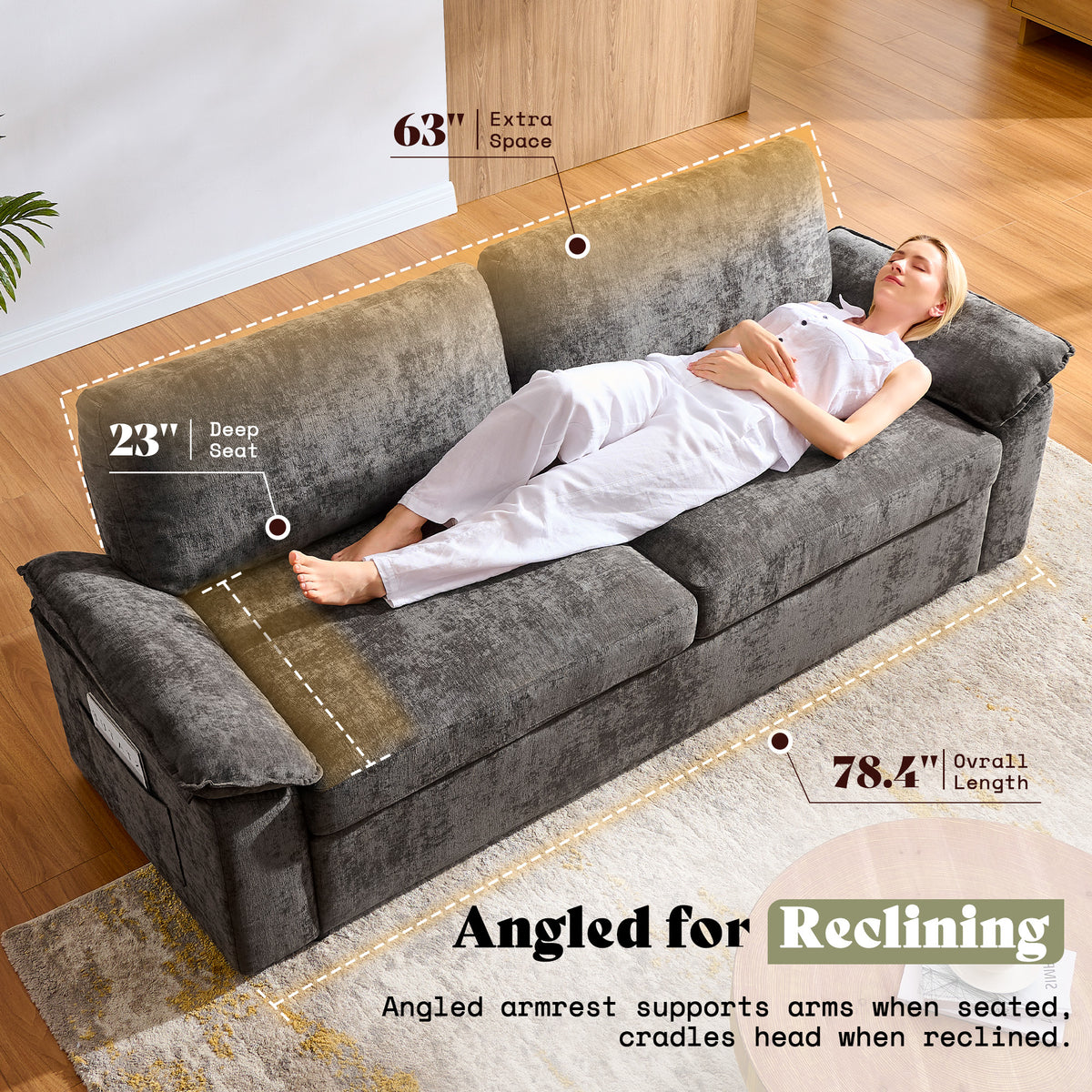 AMERLIFE 78in Loveseat Sofa, Cloud Couch for Living Room, Dark Grey