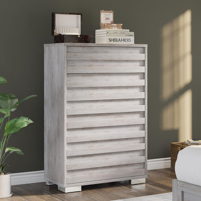3 Piece Bedroom Set-Q-Distressed White