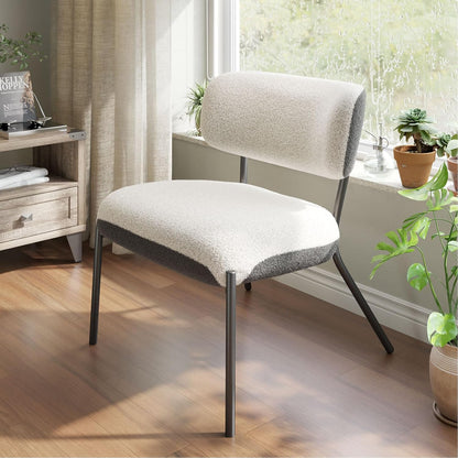 Cocoon Wider Boucle Vanity Chair Amerlife White&grey