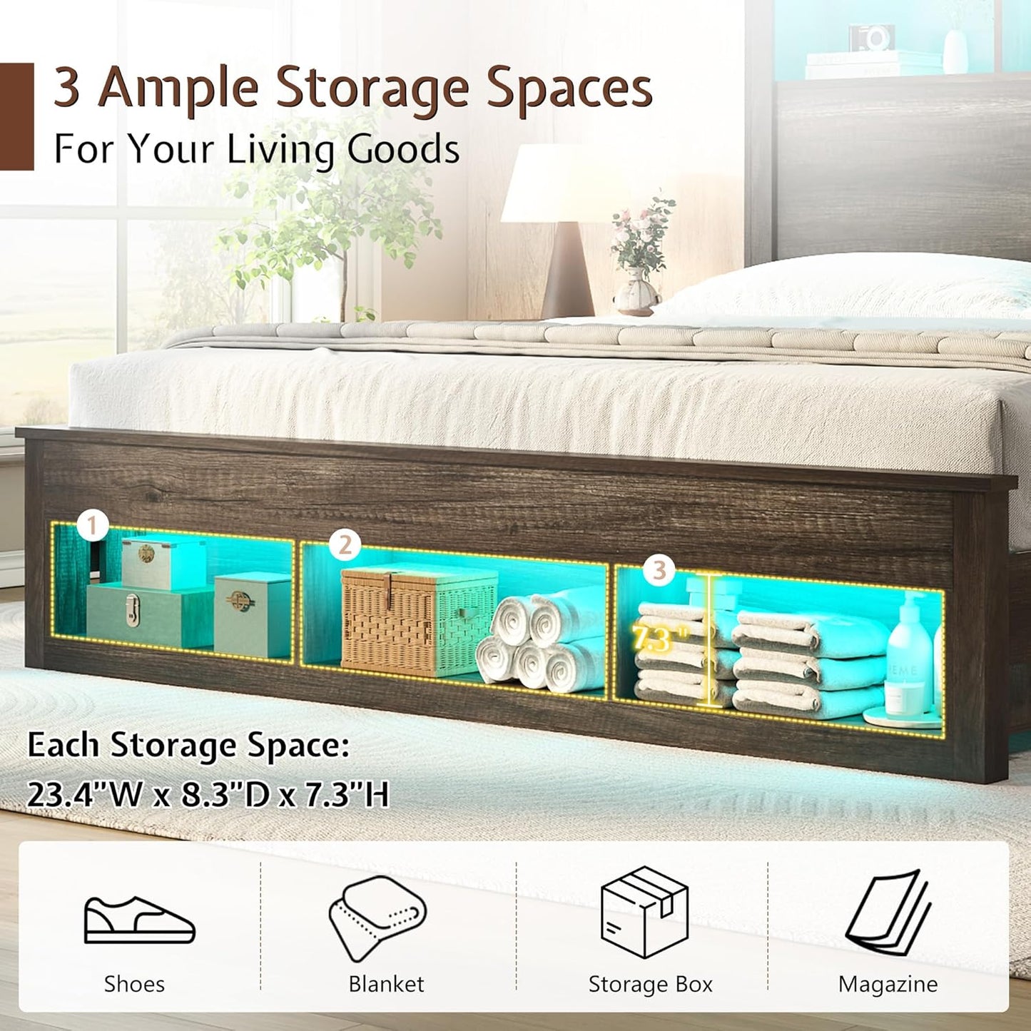 Larkin Storage Bed Frame - Full /RusticGrey