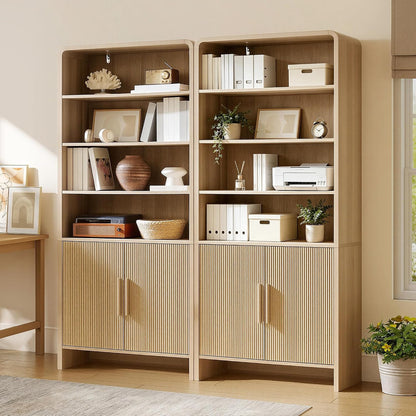 Arcova 71" Tall Fluted Bookshelf Amerlife Natural