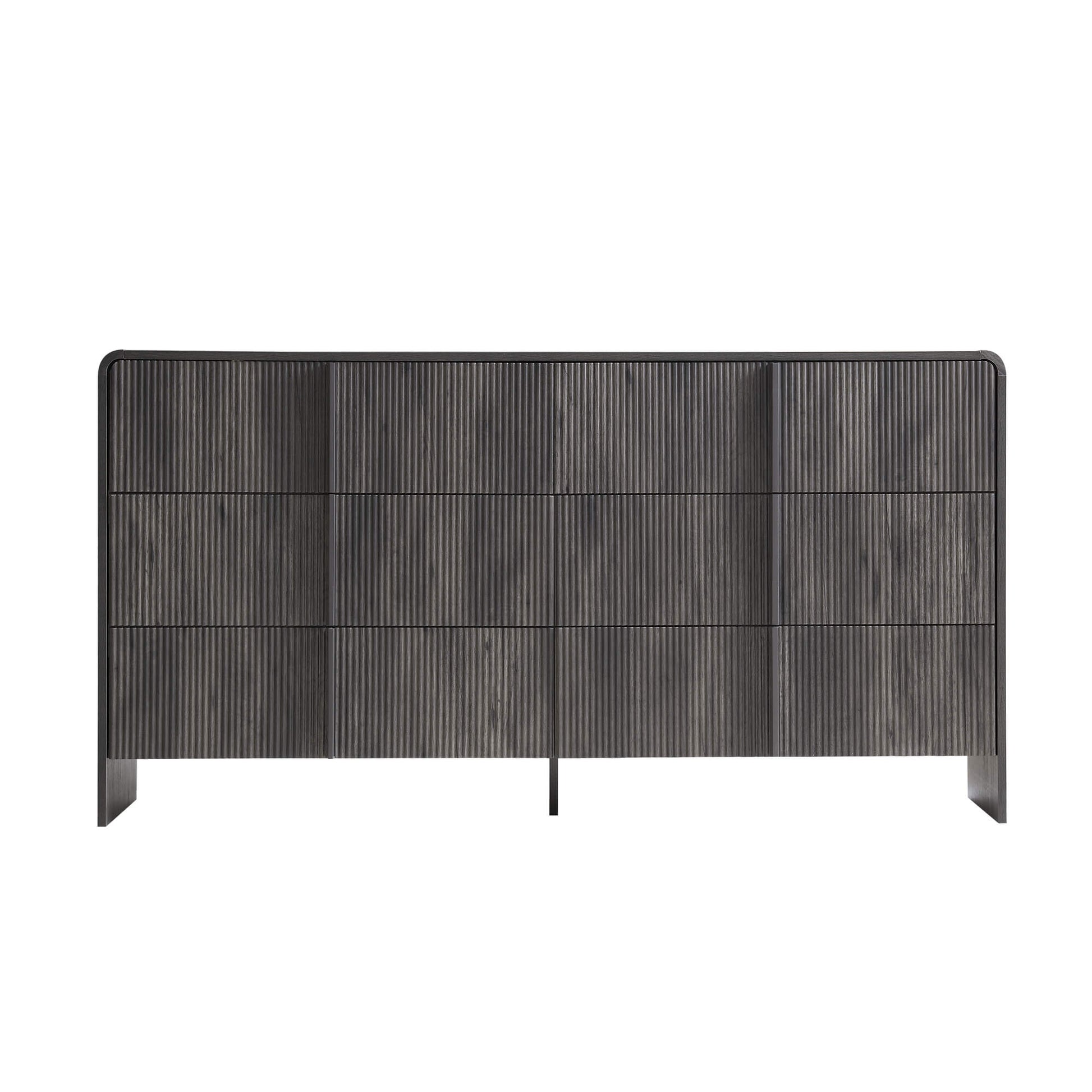 Garyon Fluted 6-Drawer Wide Dresser - Black