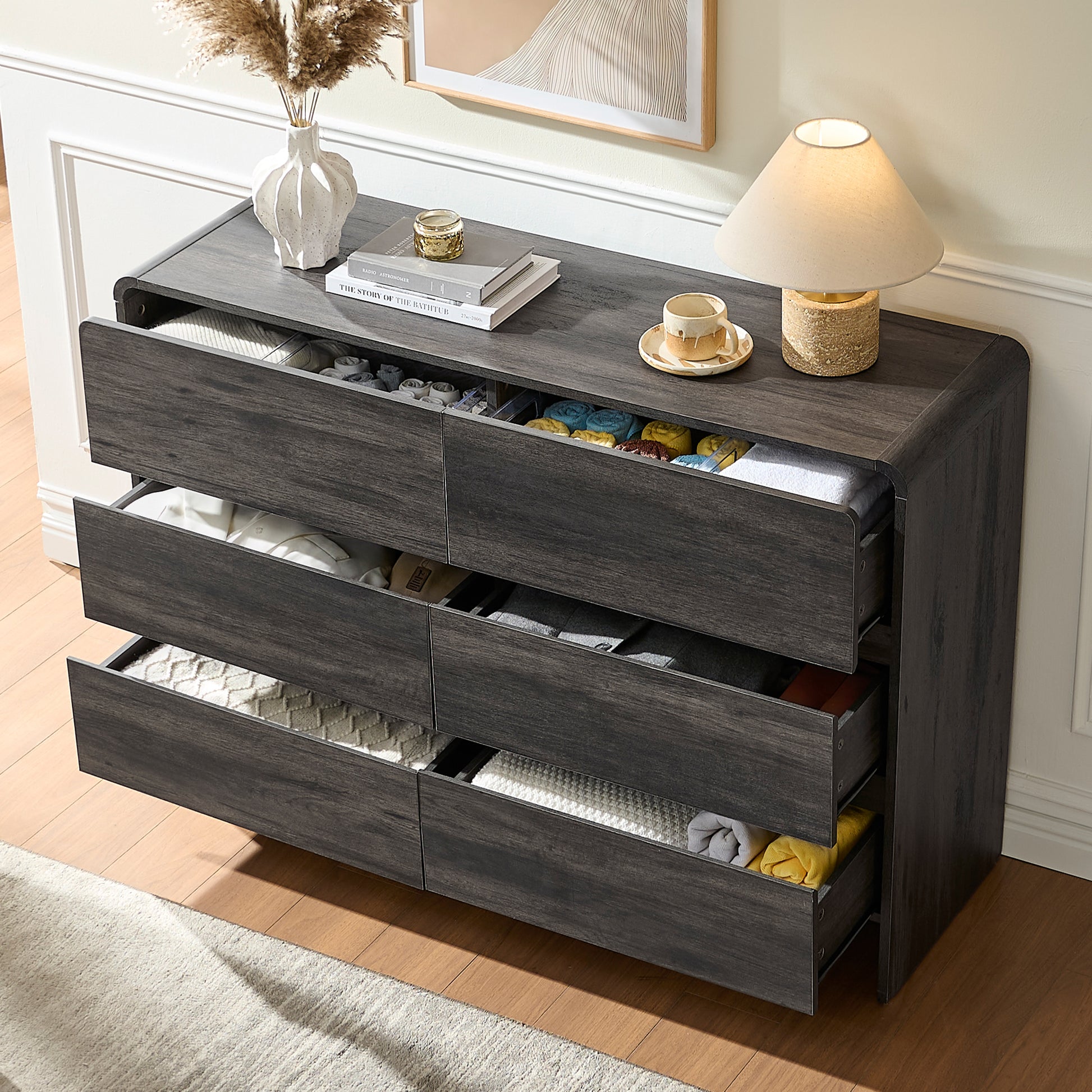 Garyon Modern 6-Drawer Storage Dresser _Black