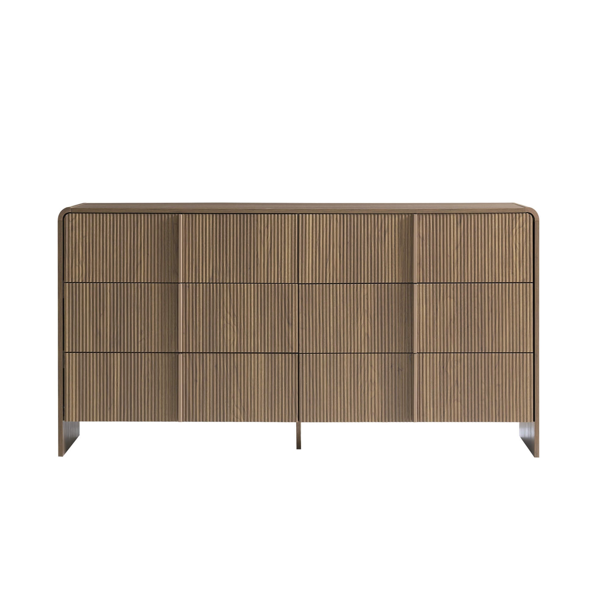 Garyon Fluted 6-Drawer Wide Dresser - Dark Walnut