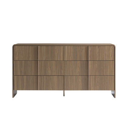 Garyon Fluted 6-Drawer Wide Dresser - Dark Walnut