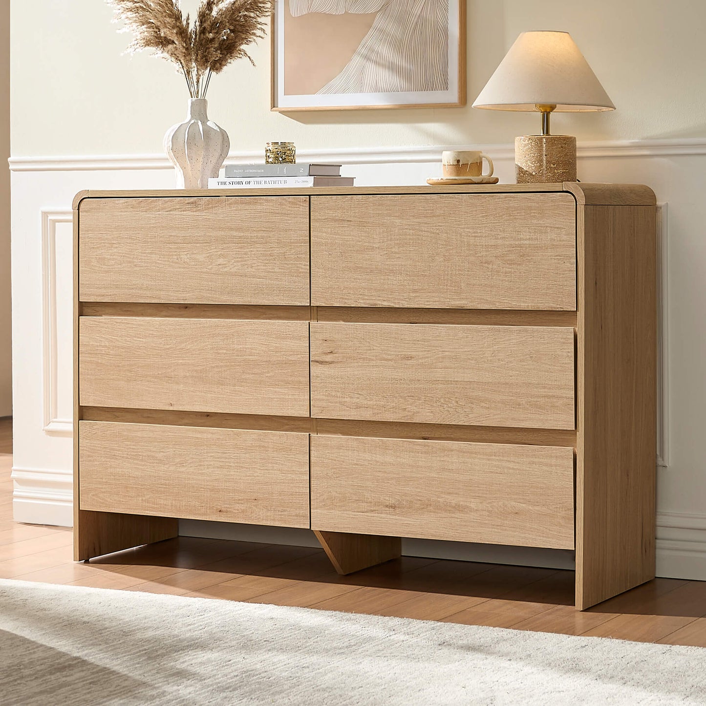 Garyon Modern 6-Drawer Storage Dresser _Light Oak