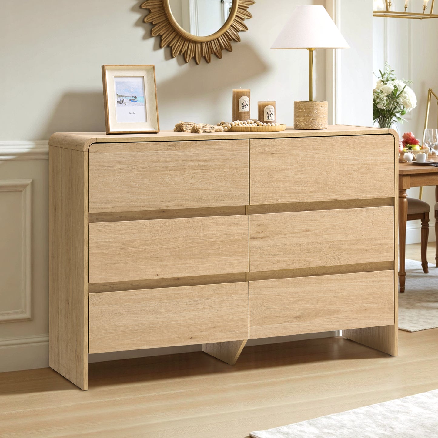 Garyon Modern 6-Drawer Storage Dresser _Light Oak