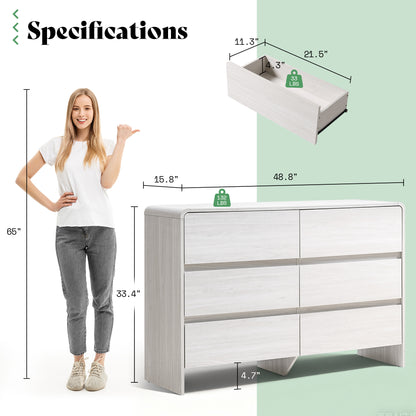 Garyon Modern 6-Drawer Storage Dresser _White