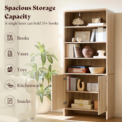 Arcova 71" Tall Fluted Bookshelf Amerlife Natural