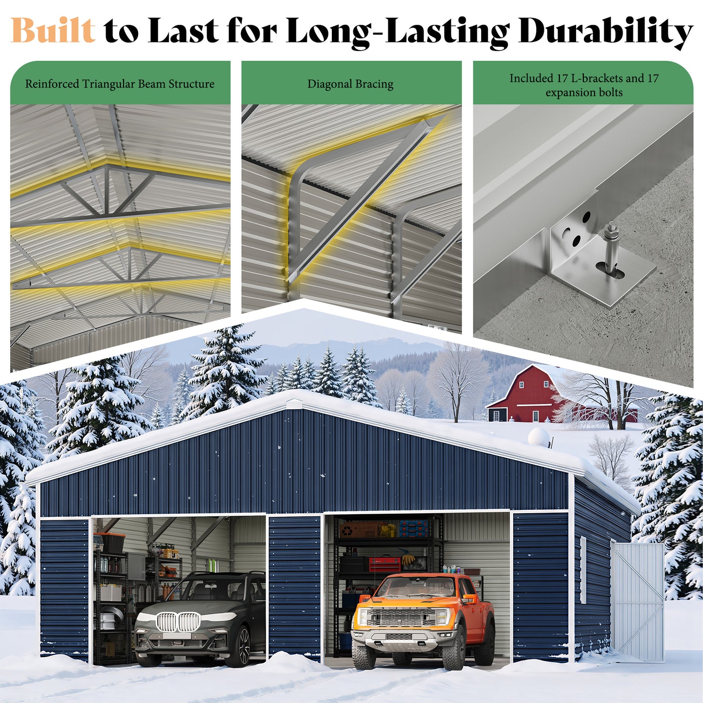 Extra Large Outdoor Metal Garage Shed Amerlife 25x30x11.5 FT 