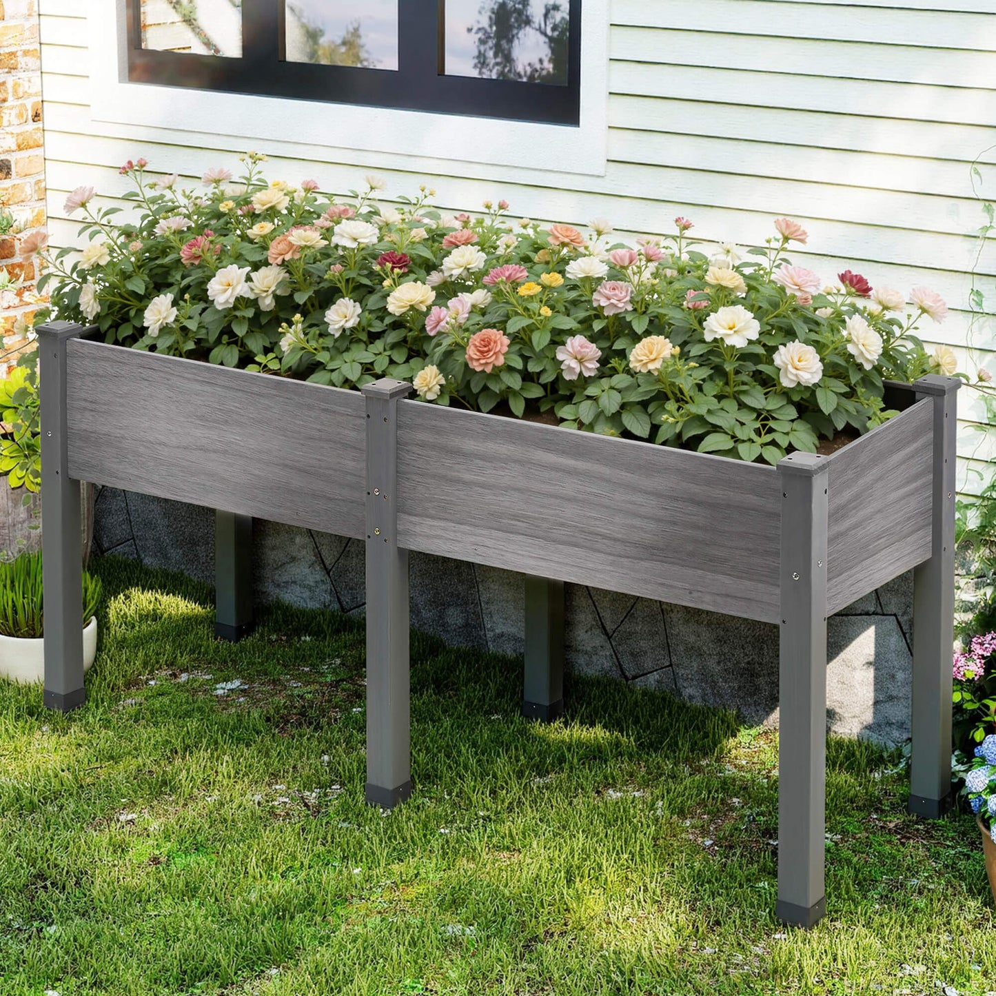 Flowerdom Elevated Wood Planter Box Amerlife