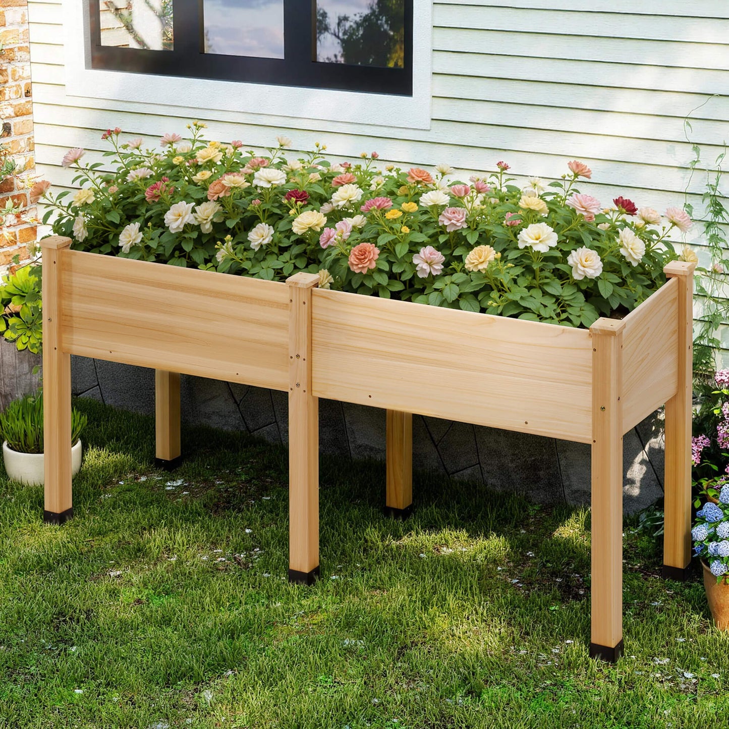 Flowerdom Elevated Wood Planter Box Amerlife