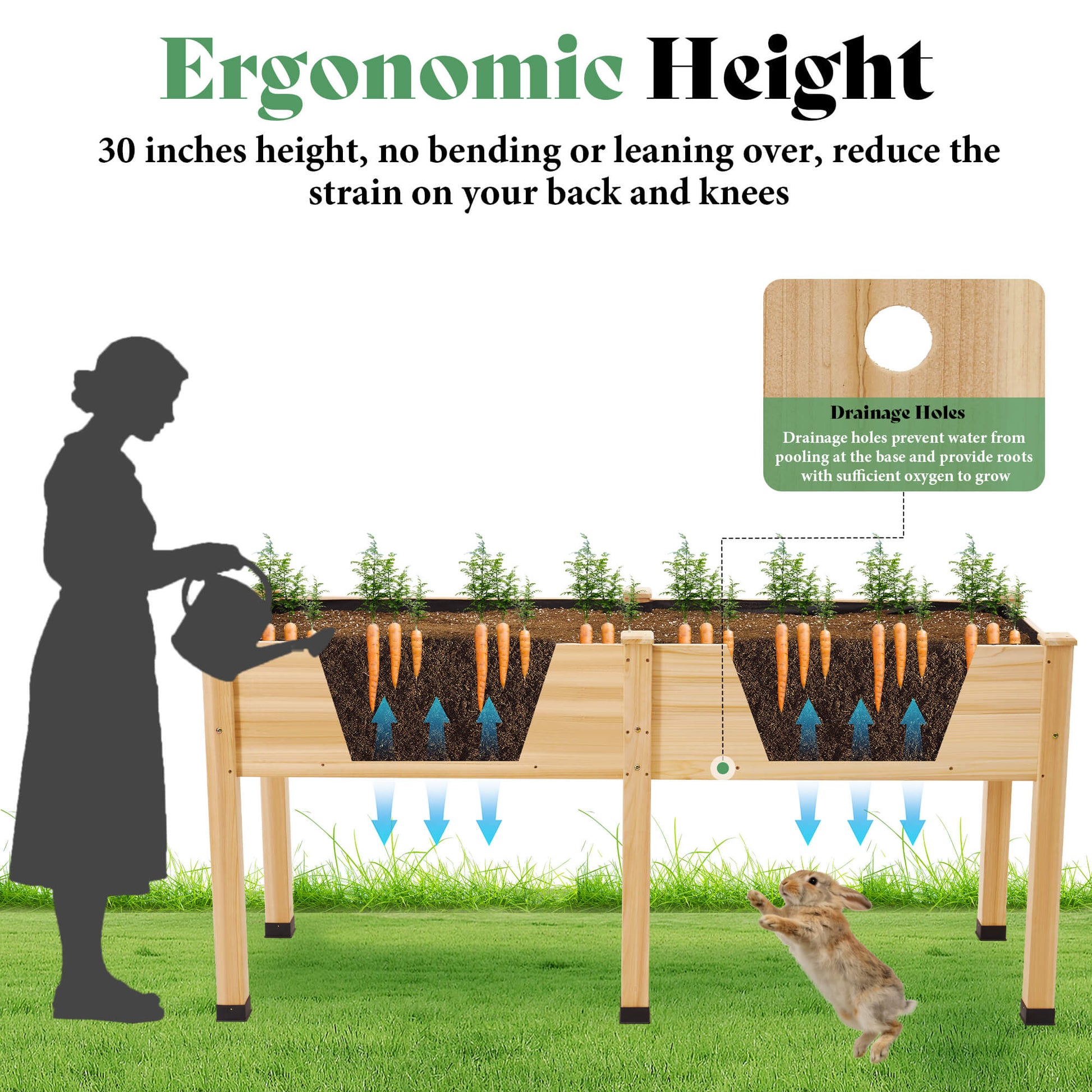 Flowerdom Elevated Wood Planter Box Amerlife