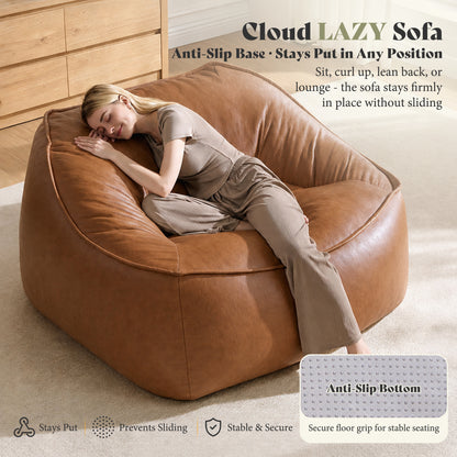 Amerlife Oversized Bean Bag Lounge Chair-Brown Pu