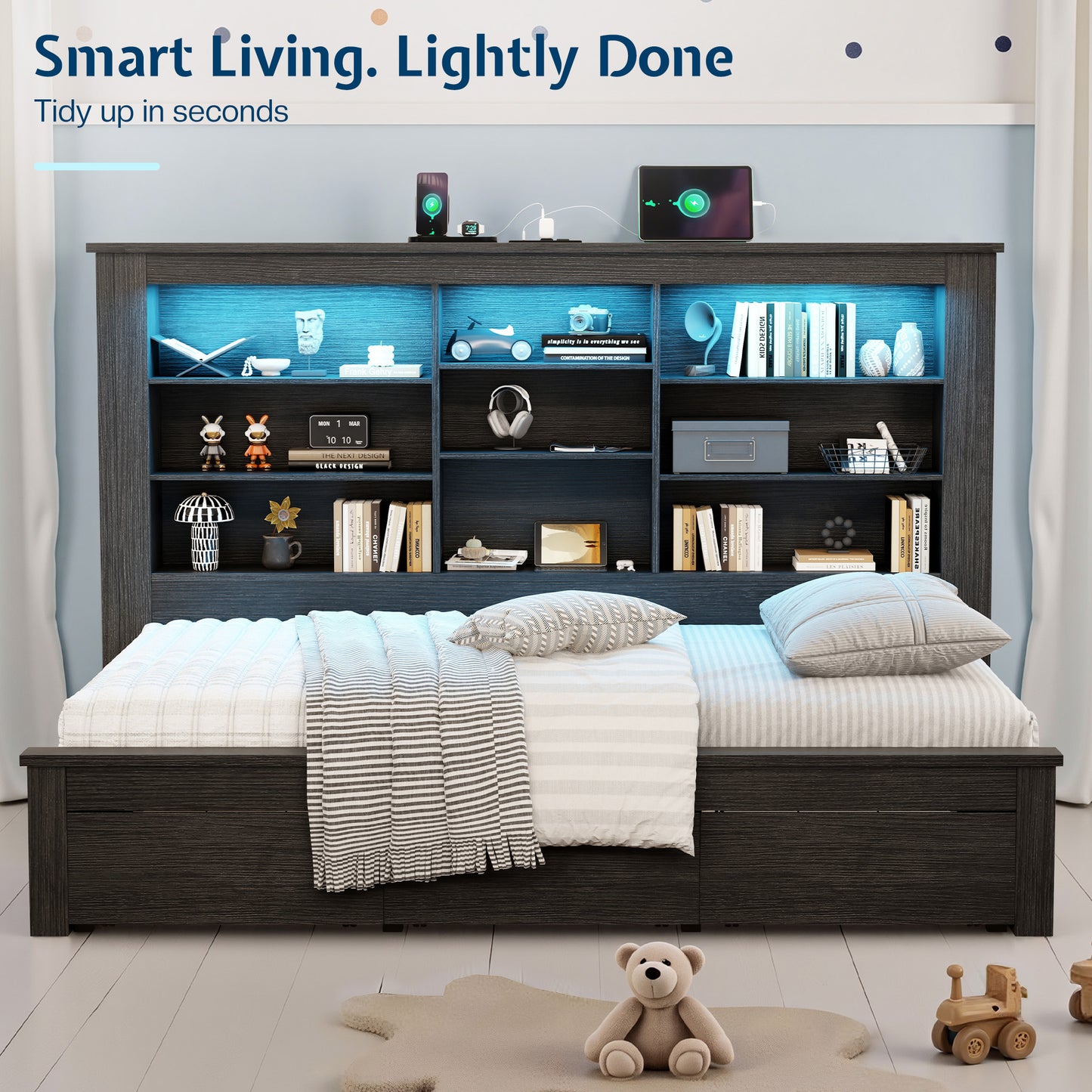 Beam Bed Frame Amerlife Twin / Black