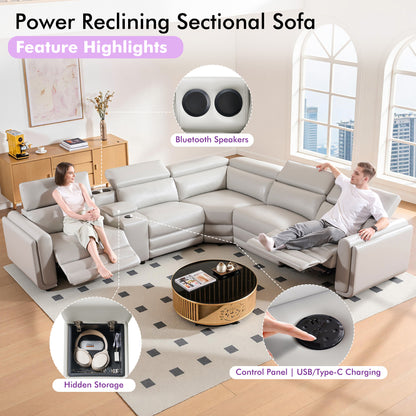 Vesper Dual Power Electric Reclining Sofa  Light Grey