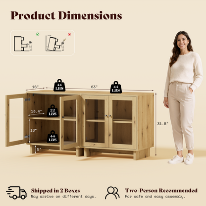 MKG002 Modular Storage Cabinet-2pc-E-oak