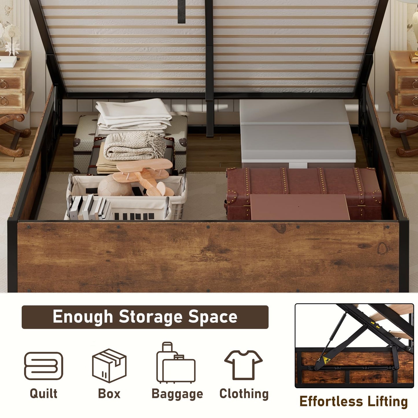 Cody Bedroom Storage Bed Set Full Rustic Brown