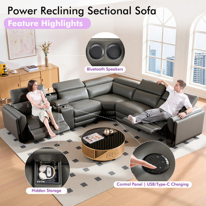Vesper Dual Power Electric Reclining Sofa  Dark Grey