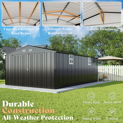 Extra Large Outdoor Metal Garage Shed Amerlife 10x21x7.3 FT 