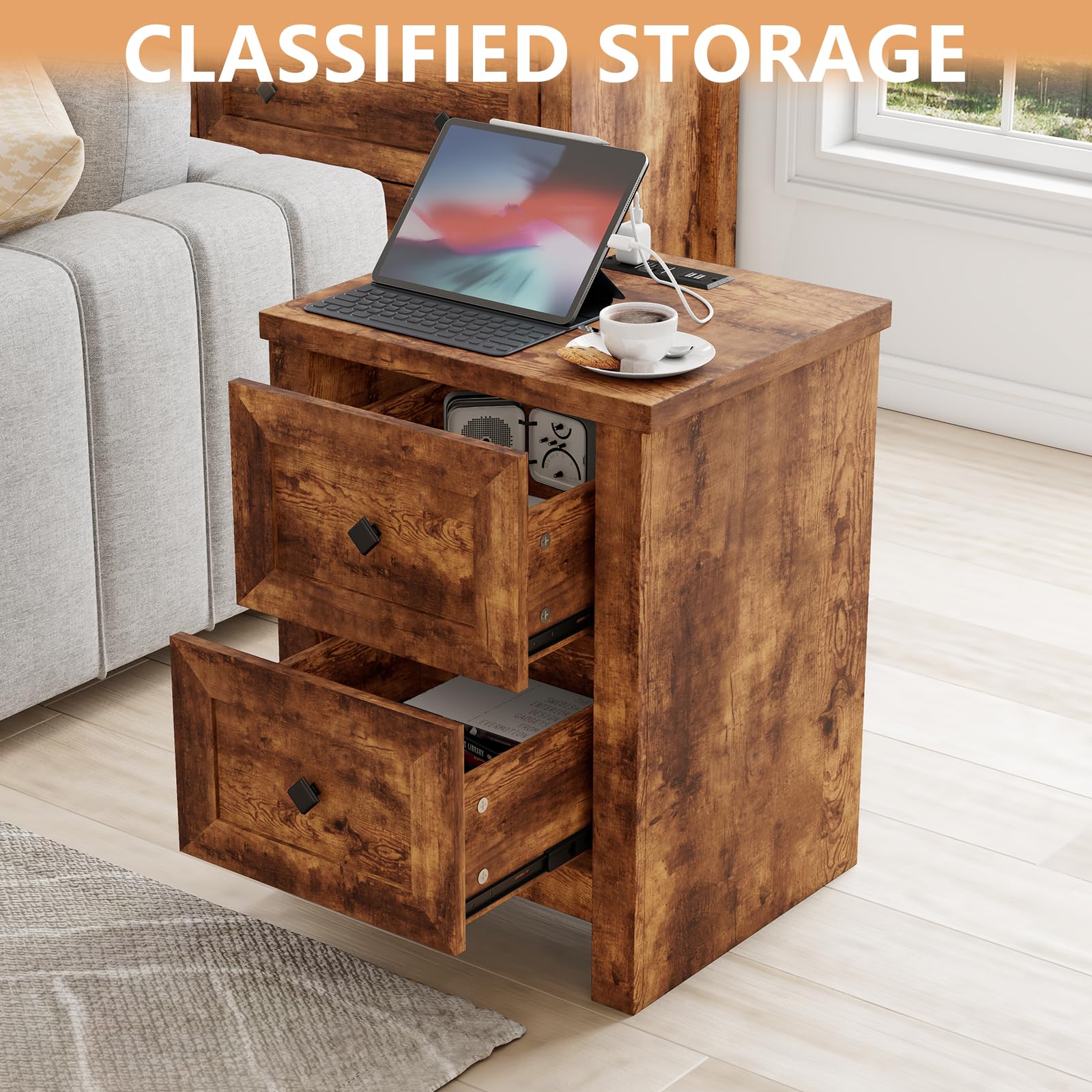 Scribe Storage Bed & 2 Nightstands 3-Piece Set Full Rustic Brown