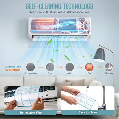 Whisper Ductless Mini Split AC and Heating System-18000BTU-220V