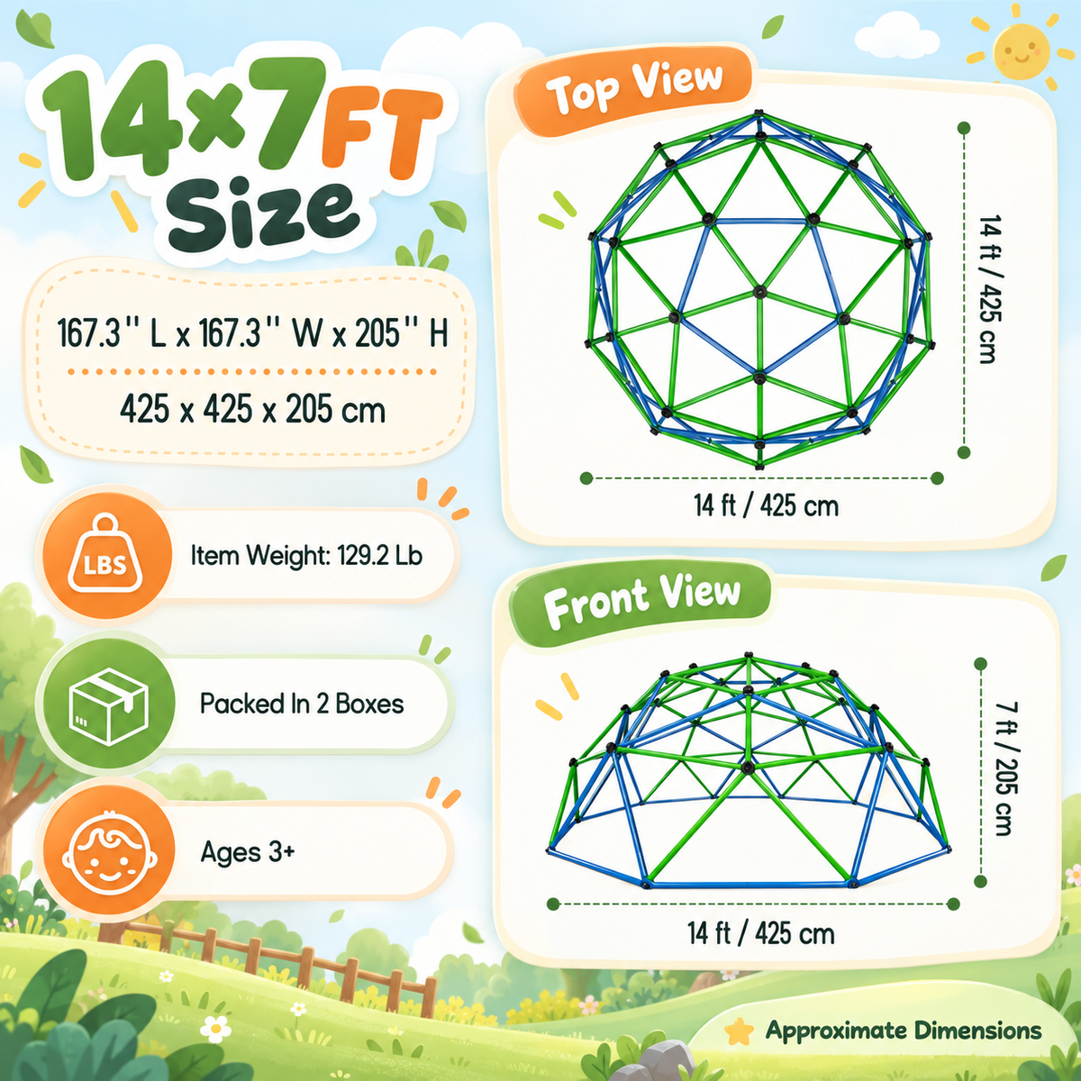 Outdoor Geometric Kids Jungle Gym-14*7 FT