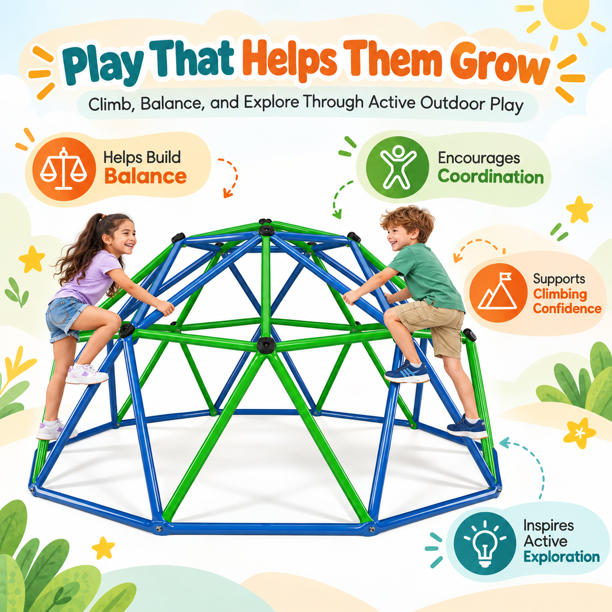 Outdoor Geometric Kids Jungle Gym-8.5*4 FT