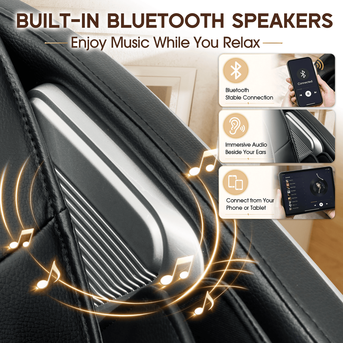 Smart 3D Zero Gravity Massage Chair-4D Massage Roller-Black