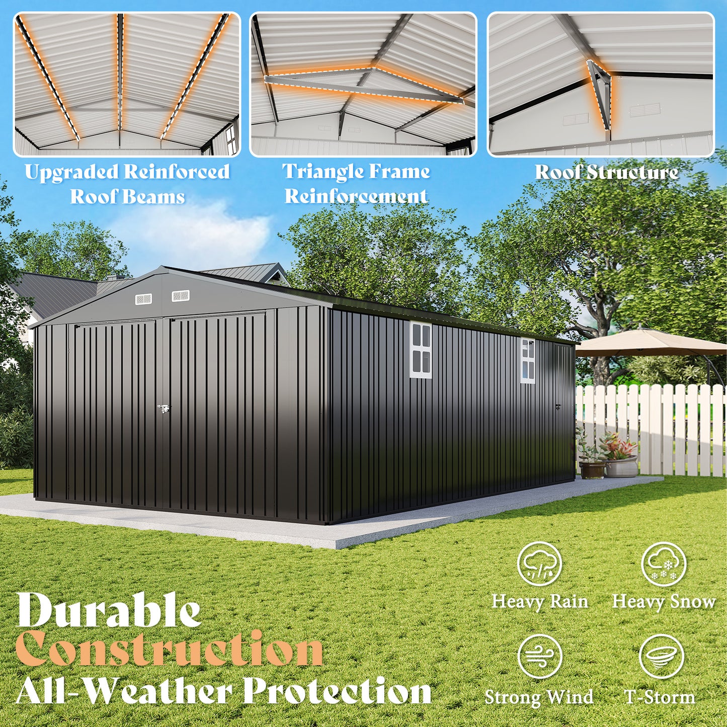 Extra Large Outdoor Metal Garage Shed Amerlife 13x21x8.4 FT 