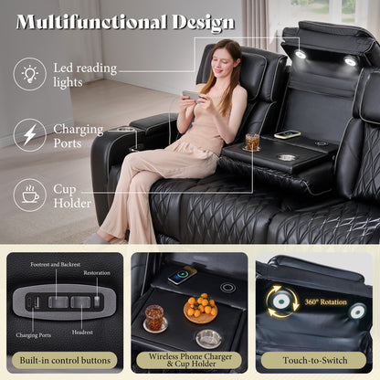 AMERLIFE Recliner Sofa with Zero Gravity, Home Theater Seating, Black