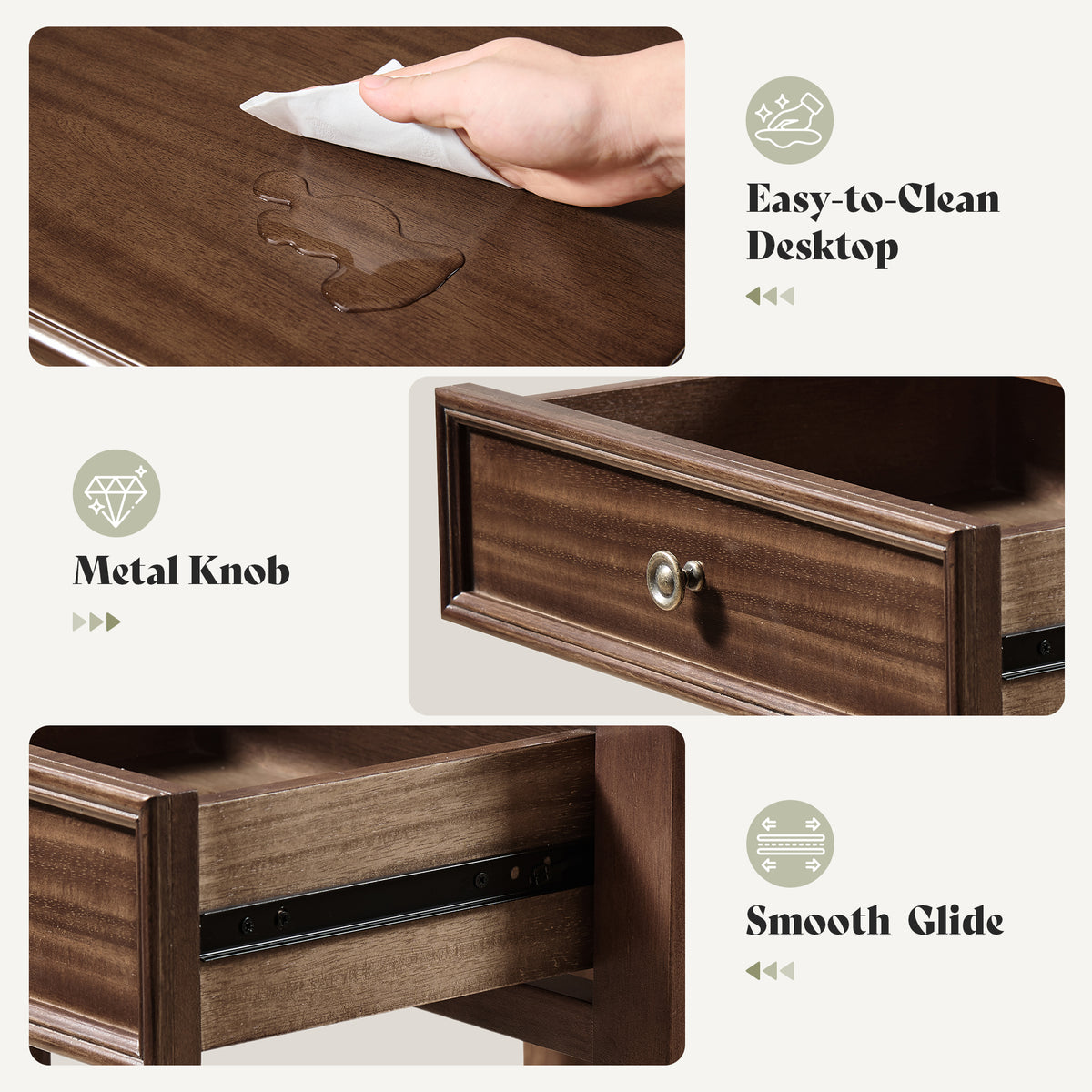 Ember Vintage Walnut Nightstand Set-Walnut
