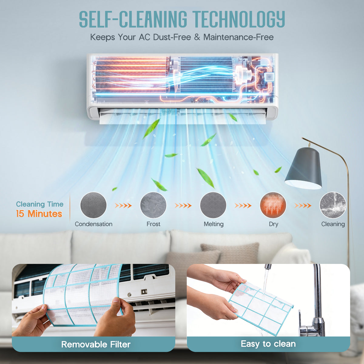 Whisper Ductless Mini Split AC and Heating System-12000BTU-115V