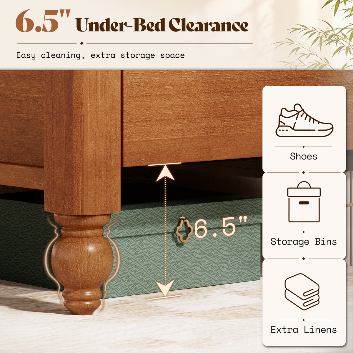 Astor Solid Wood Bed Frame with Upholstered Headboard