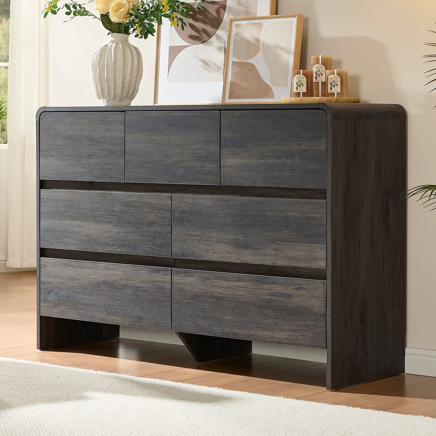 Garyon Modern 7-Drawer Storage Dresser _Black