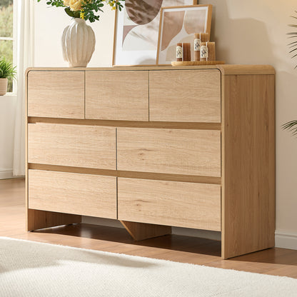 Garyon Modern 7-Drawer Storage Dresser _Light Oak