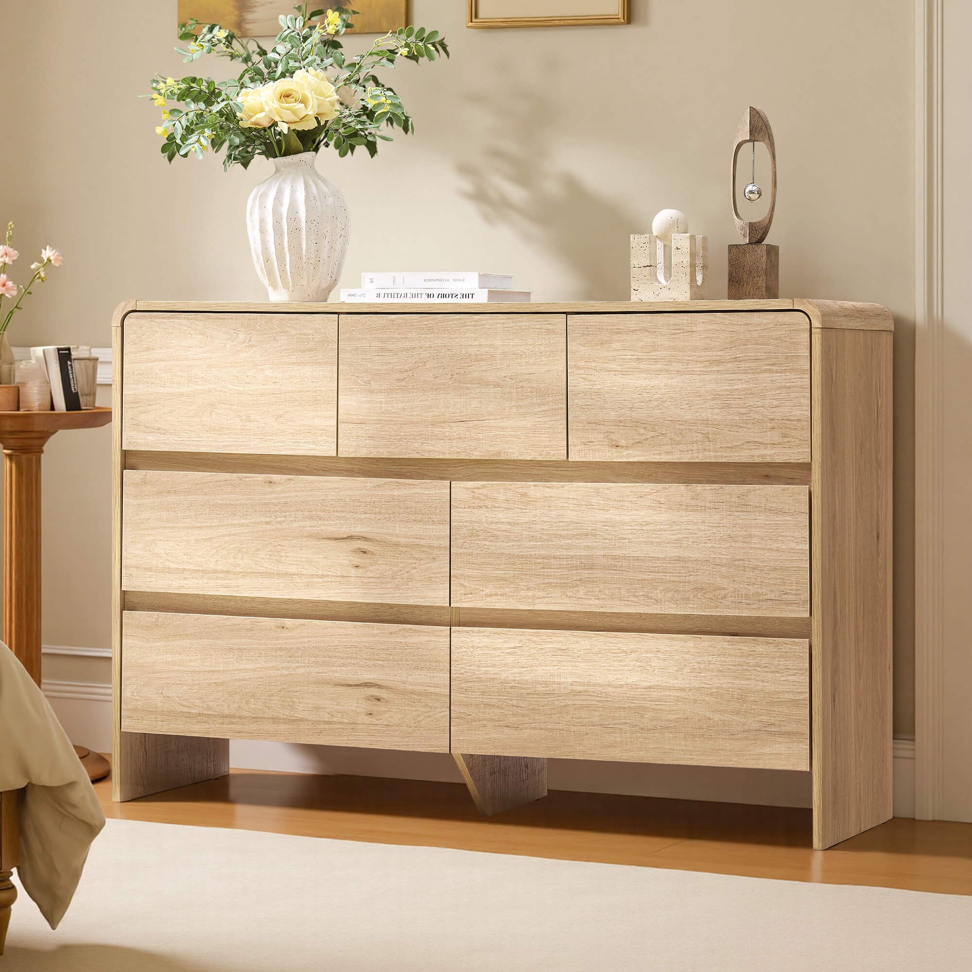 Garyon Modern 7-Drawer Storage Dresser _Light Oak