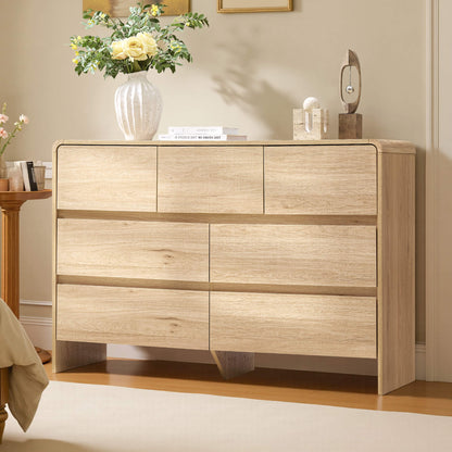 Garyon Modern 7-Drawer Storage Dresser _Light Oak